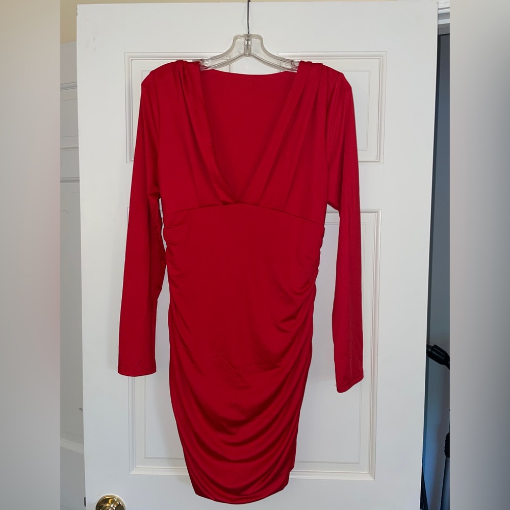 Red mid length dress